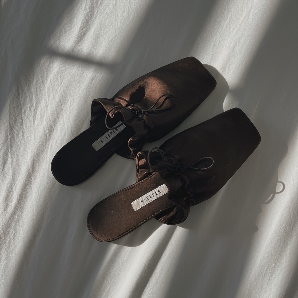 Daily Sleeper satin puff mules/ slippers